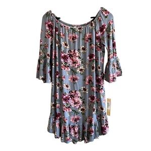 Uncle Frank Floral Ruffle Off-The-Shoulder Mini Dress - Size Small